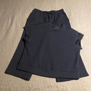 Women's Wide Leg Pants & Top Set - Navy